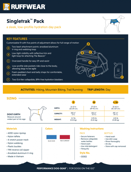 Ruffwear Singletrak Pack Red Currant Gr. L/XL